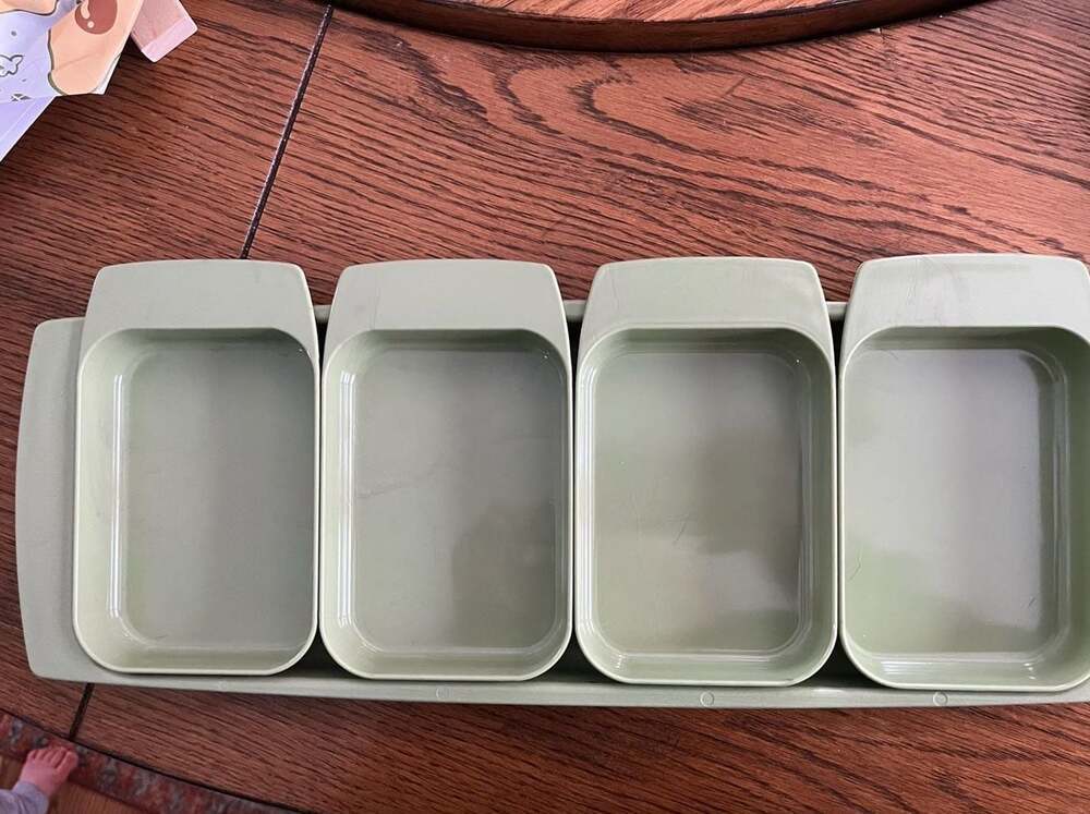 Vintage Lady Arnold Snack Set, Midcentury MCM Appetizer Tray Green #330 #331, Pl